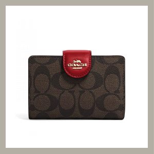 Coach Medium Corner Zip Wallet Brown/Red