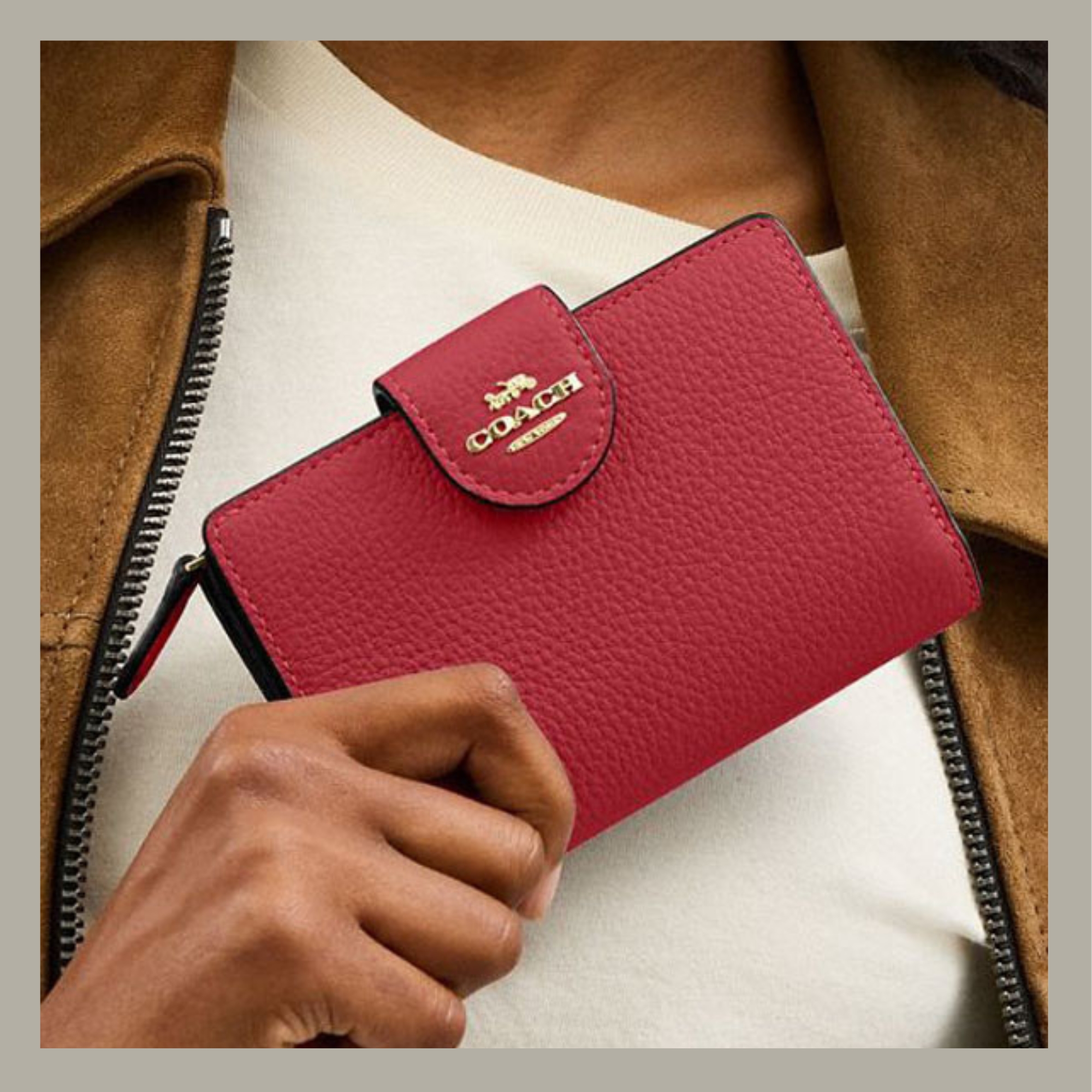 Coach Medium Corner Zip Wallet Red - Imagen 3