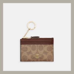 Coach Tarjetero Skinny ID In Signature Canvas Brown Tan