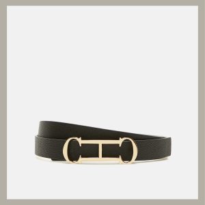 Carolina Herrera Initials Insignia Belt Reversible Black & Platinum Size M