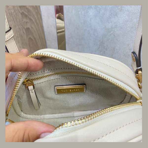 Tory Burch Crossbody Kira Chrevron Camera Bag New Cream - Imagen 8