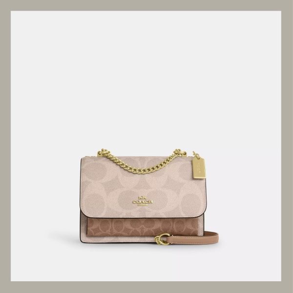 Coach Crossbody & Shoulder Bag Klare In Signature Canvas Gold & Tan