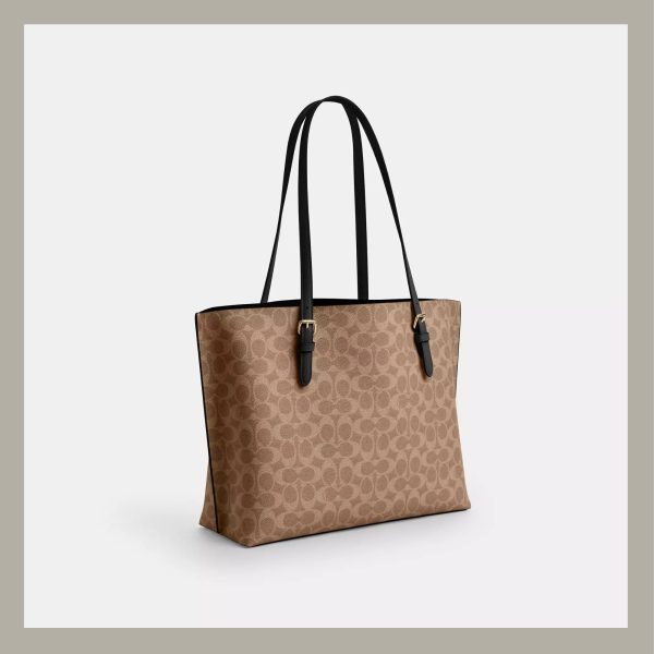 Coach Tote Bag Mollie Canvas Tan & Black - Imagen 2