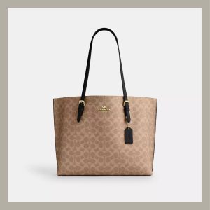 Coach Tote Bag Mollie Canvas Tan & Black