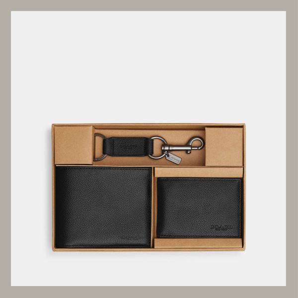 Coach Kit 3 In 1 Wallet Gift Set Black