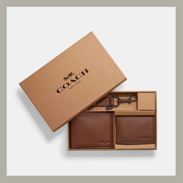 Coach Kit 3 In 1 Wallet Gift Set Marrón