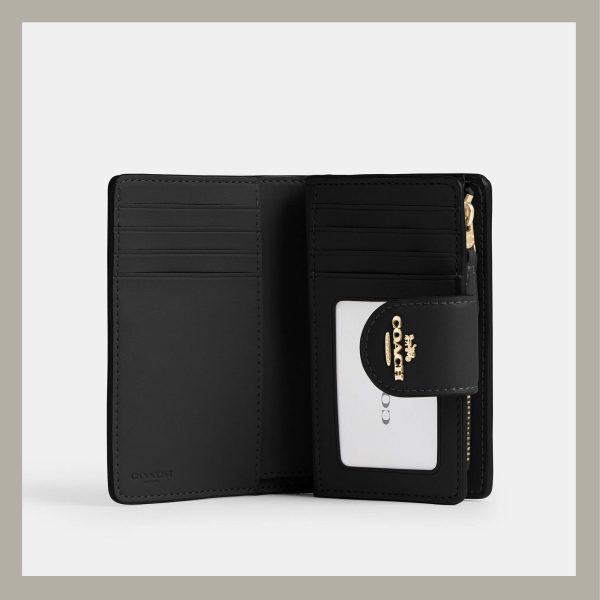 Coach Medium Corner Zip Wallet In Signature Canvas Tan & Black - Imagen 2