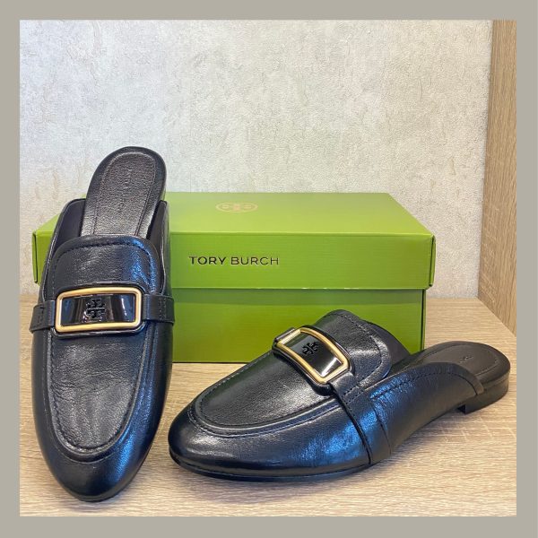 Tory Burch Zapato Georgia Backless Loafer Black Size 7 - Imagen 2