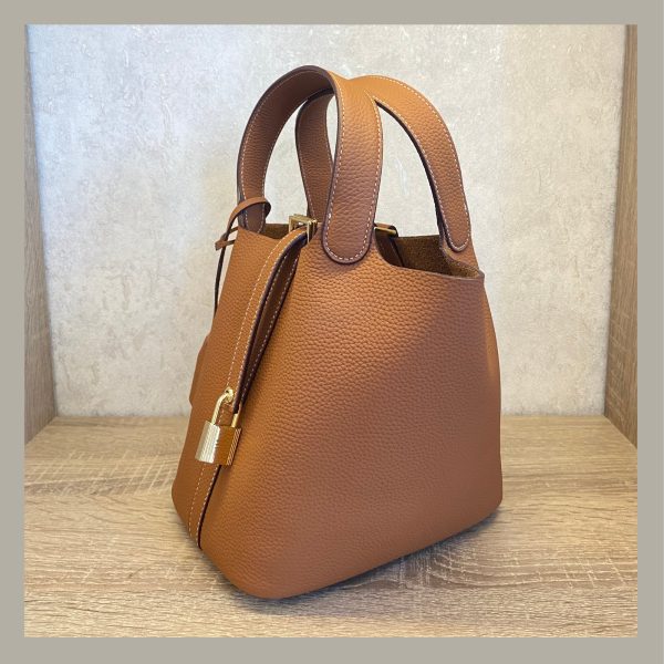 Basic & Chic Hand Bag Cuadrado con Candado Marrón - Imagen 3