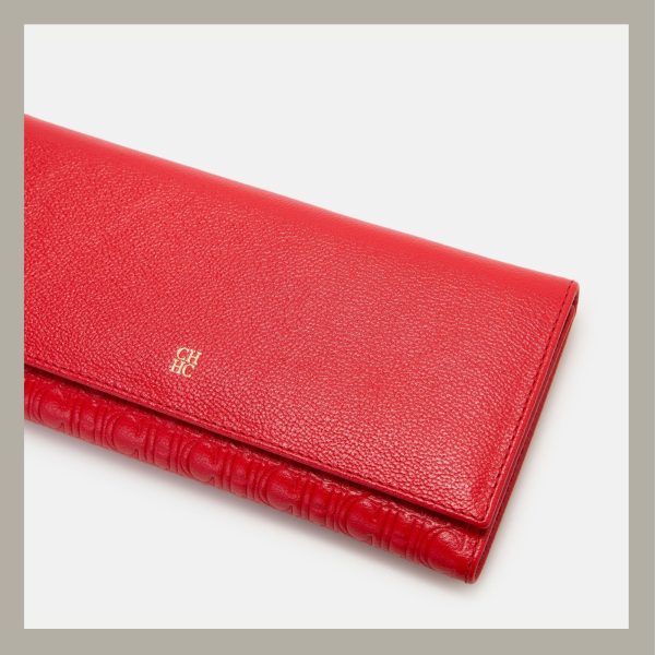 Carolina Herrera Monedero Editors Trifold Large Rojo en Piel - Imagen 2