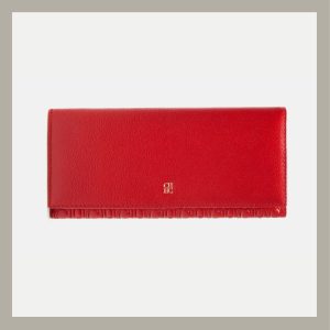 Carolina Herrera Monedero Grande Rojo Trifold en Piel