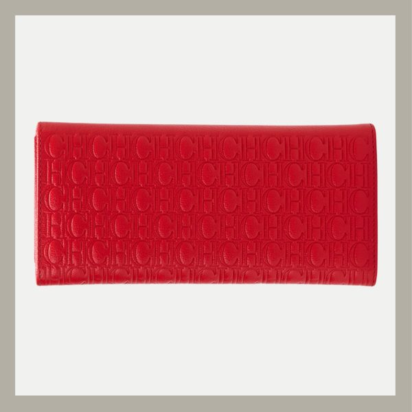 Carolina Herrera Monedero Editors Trifold Large Rojo en Piel - Imagen 3