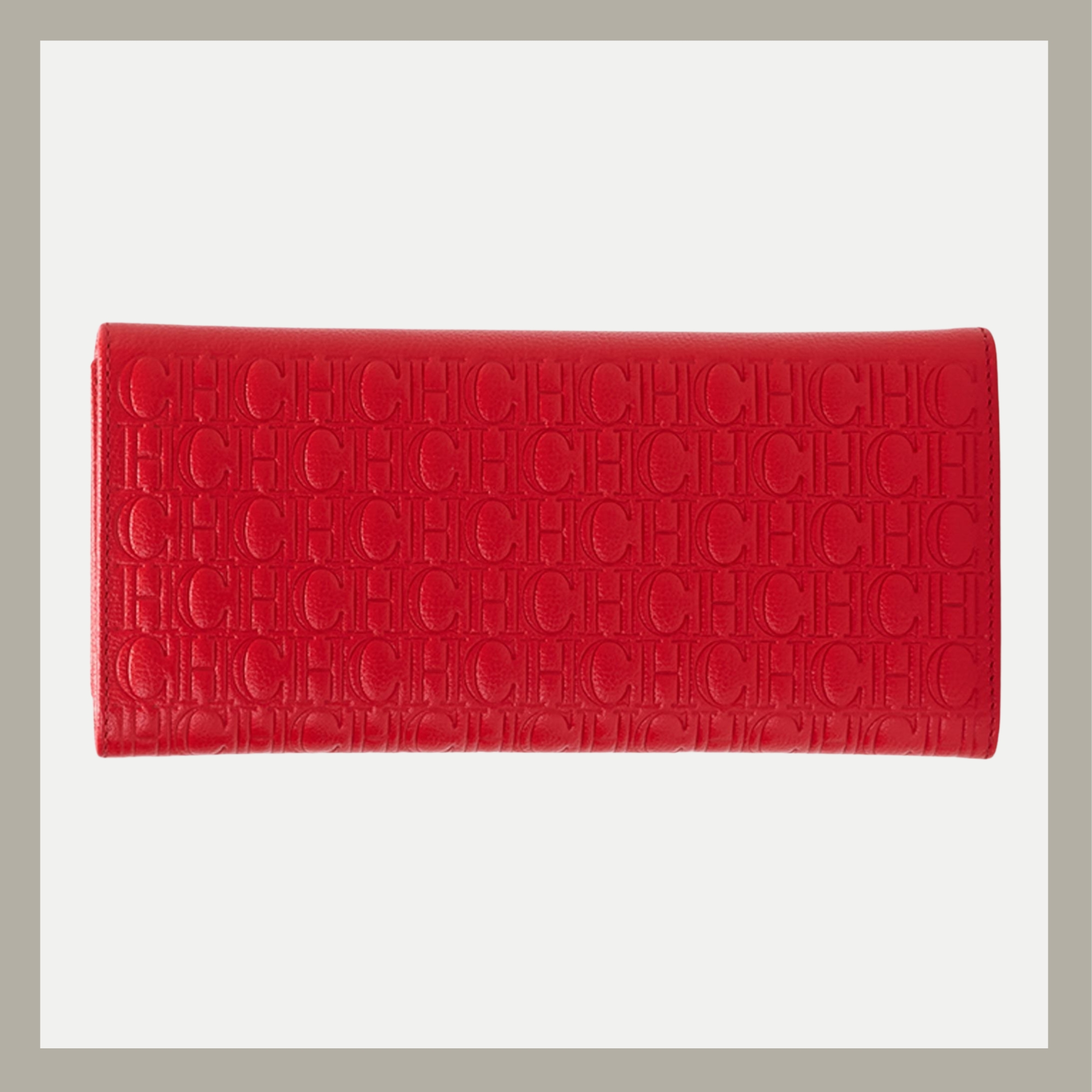 Carolina Herrera Monedero Editors Trifold Large Rojo en Piel - Imagen 3
