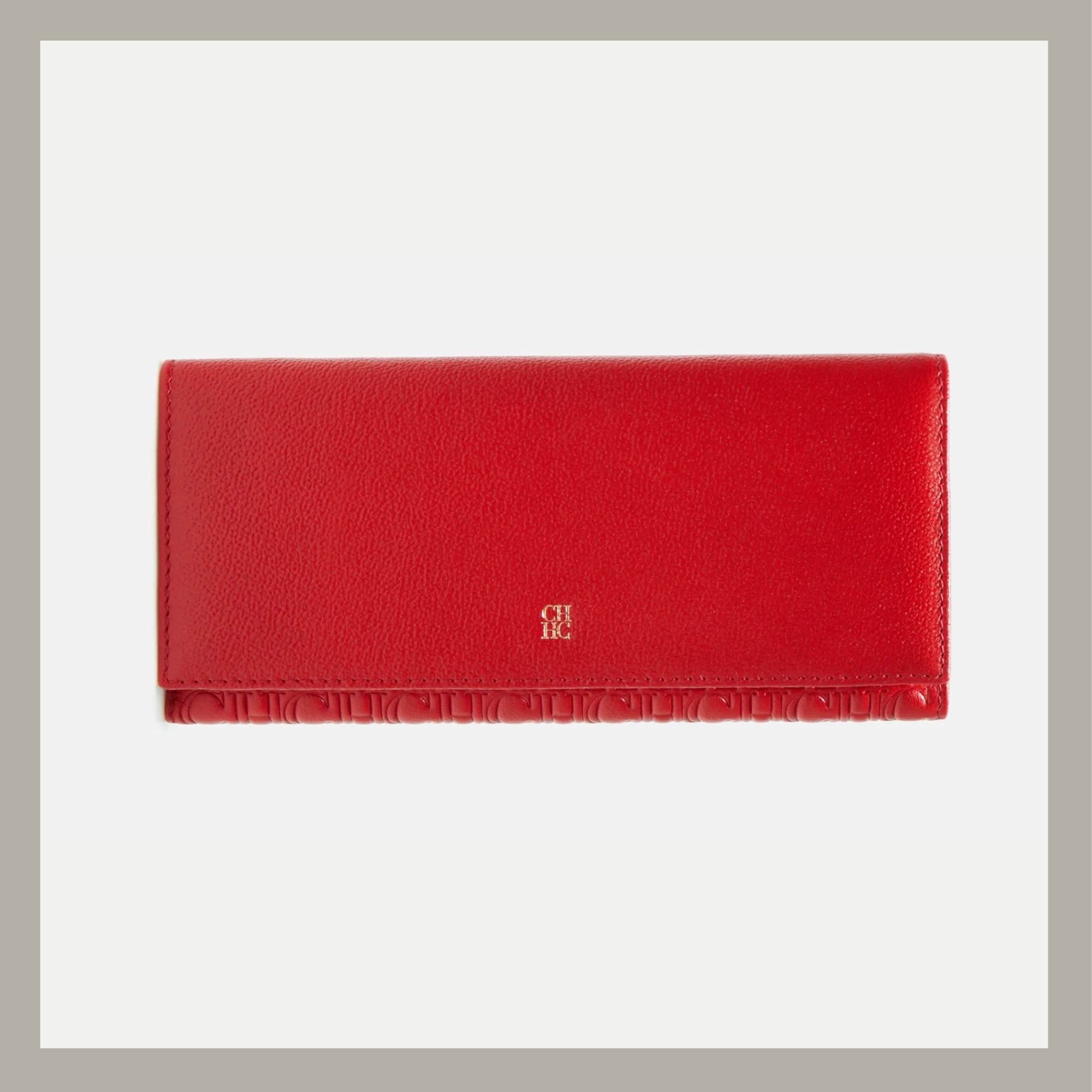 Carolina Herrera Monedero Editors Trifold Large Rojo en Piel