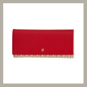 Carolina Herrera Monedero Grande Trifold Rojo con Canvas