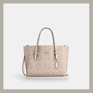 Coach Tote Bag Mini Mollie in Signature Canvas Sand Chalk