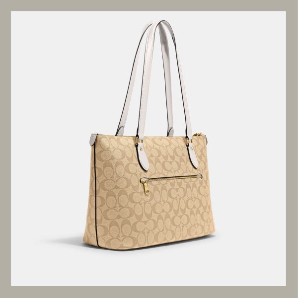 Coach Tote Bag Zip Gallery In Signature Canvas Light Khaki Chalk - Imagen 2