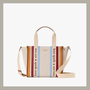Kate Spade Tote Bag Small Kip Canvas Stripes Multicolor