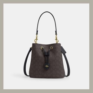 Coach Bucket Bag Rowan In Signature Canvas Brown & Black