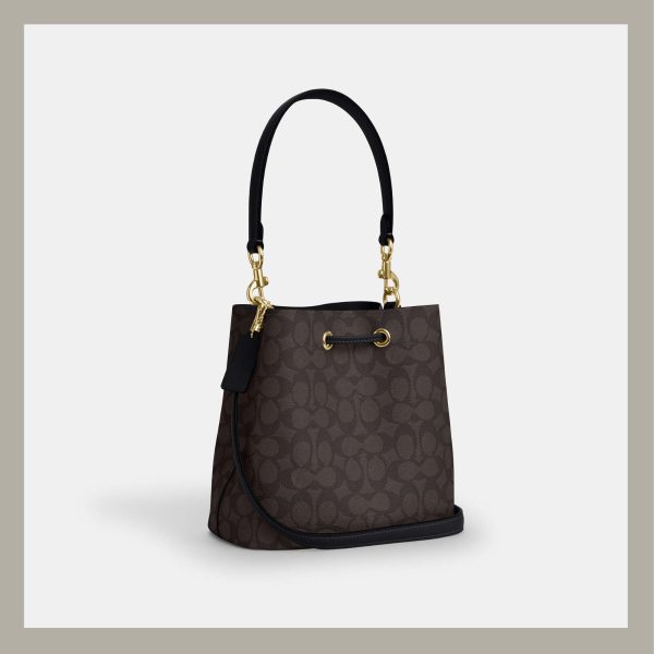 Coach Bucket Bag Rowan In Signature Canvas Brown & Black - Imagen 4