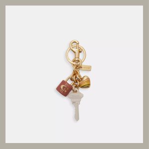 Coach Bag Charm Key Cluster Gold Multi