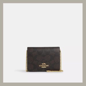 Coach Crossbody & Wallet Chain Mini In Signature Canvas Brown