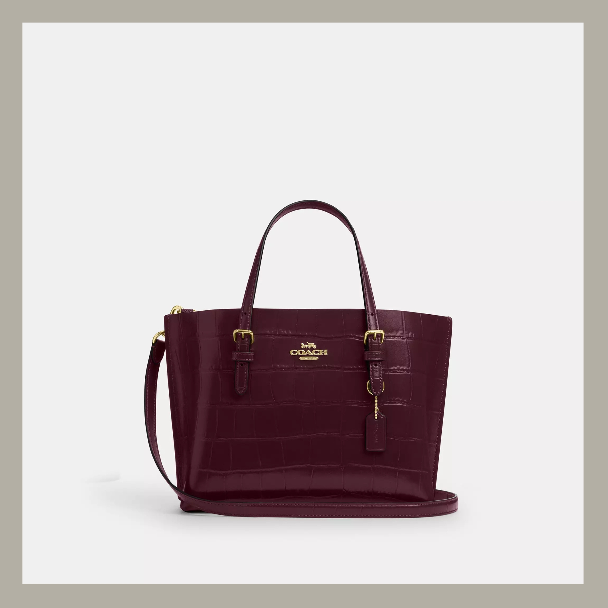 Coach Tote Bag Mini Mollie Crocodile Dark Wine