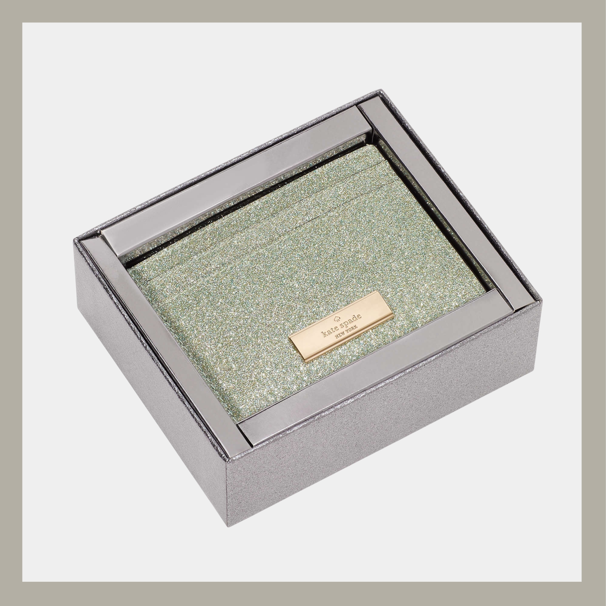Kate Spade Tarjetero Kenzie Boxed Seawater Glitter - Imagen 4