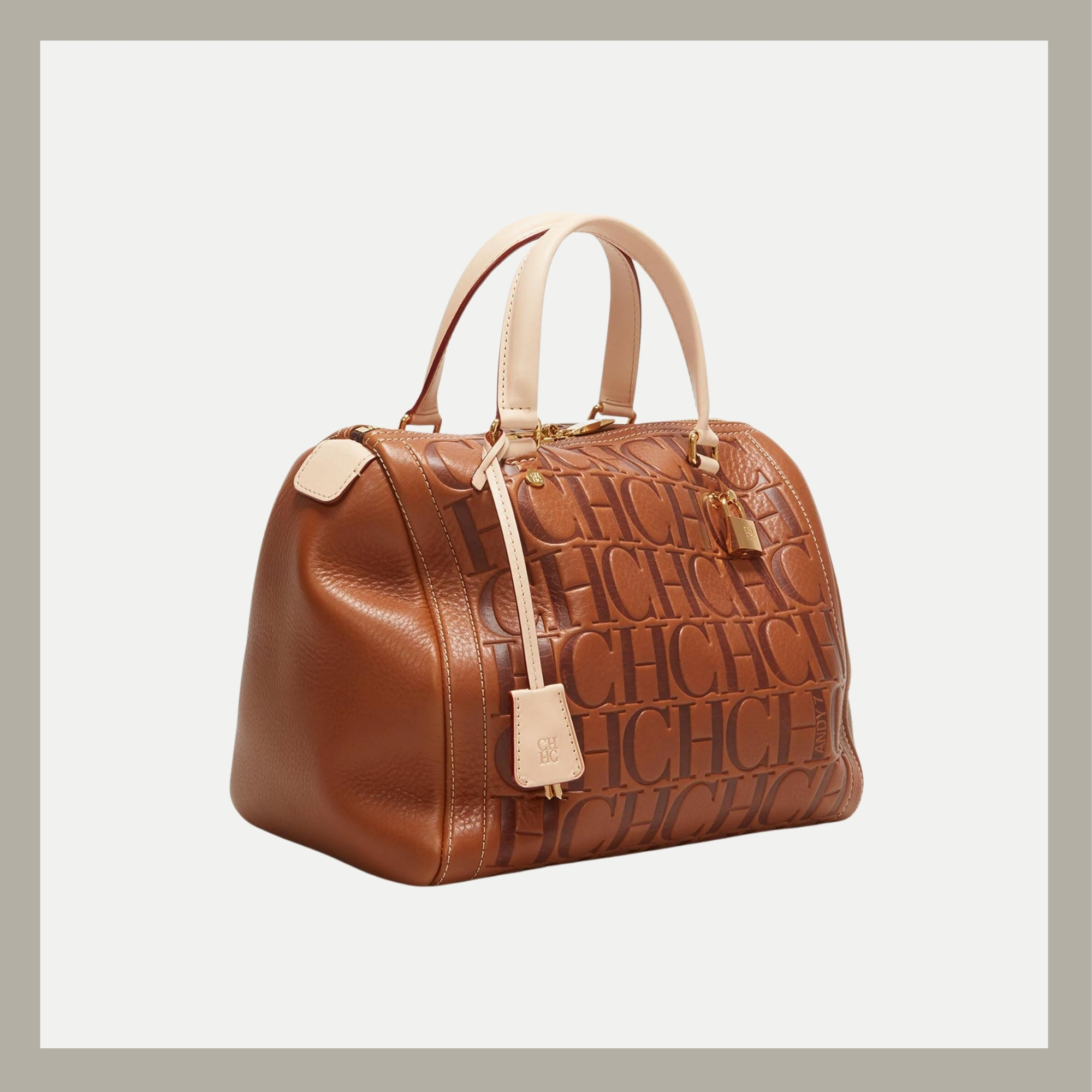 Carolina Herrera Tote Bag Andy 7 Locked Monogram Cognac - Imagen 2