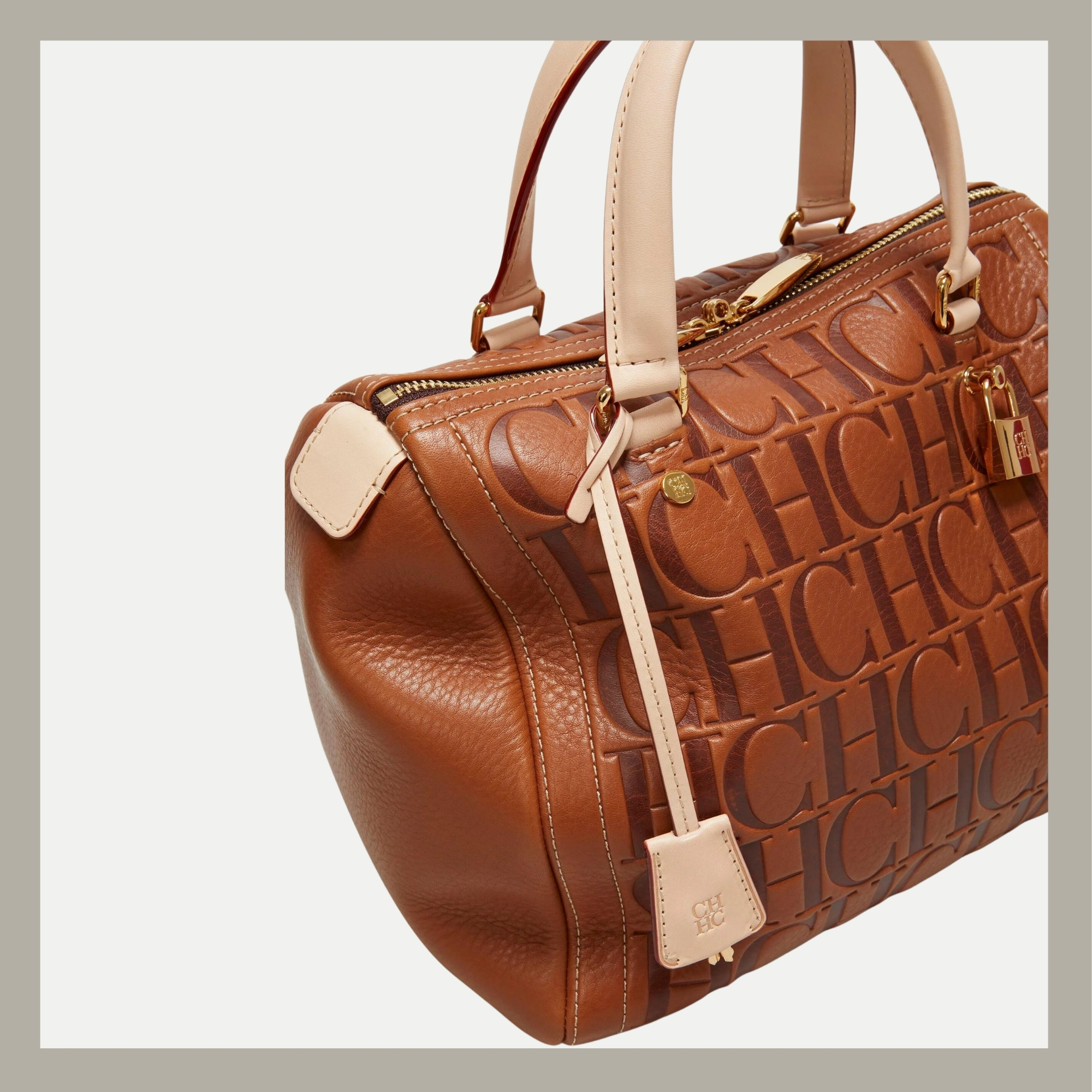Carolina Herrera Tote Bag Andy 7 Locked Monogram Cognac - Imagen 3