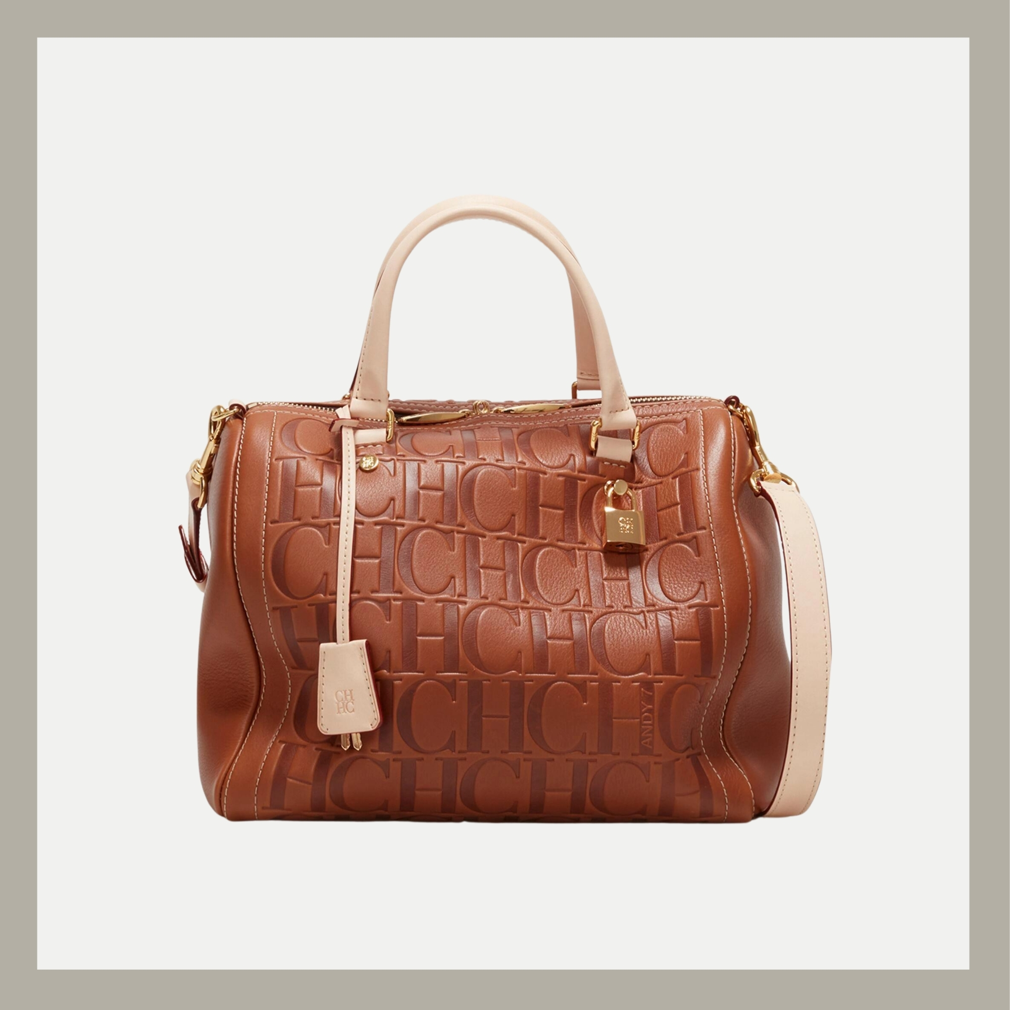 Carolina Herrera Tote Bag Andy 7 Locked Monogram Cognac