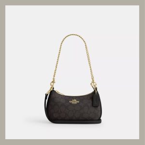 Coach Crossbody & Shoulder Bag Mini Teri In Signature Canvas Brown & Black