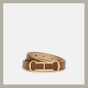 Carolina Herrera Initials Insignia Belt Reversible Brown & Silver