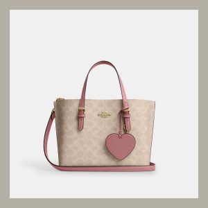 Coach Tote Bag Mini Mollie In Signature Canvas With Heart Charm