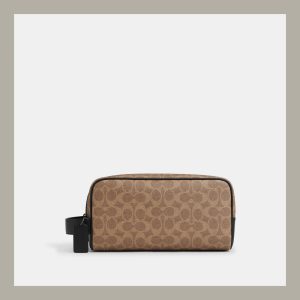 Coach Travel Kit Large In Signature Canvas Tan & Black