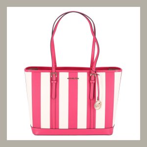 Michael Kors Tote Bag Jet Set Saffiano Stripes Pink