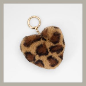 Aldo Bag Charm Fuzzyheart Animal Print
