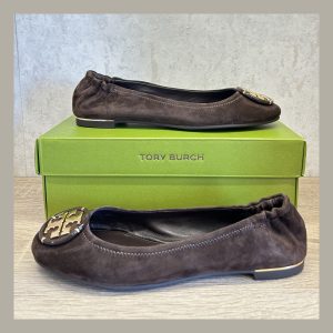 Tory Burch Zapato Ballerina Chelsea Multi Logo Dark Cocoa Size 7
