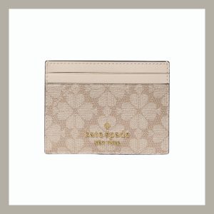 Kate Spade Tarjetero Slim Small Flower Dark Beige