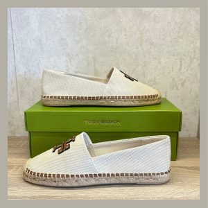 Tory Burch Zapato Alpargata Stitch Espadrille Canvas Classic Cuoio Size 8