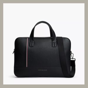 Tommy Hilfiger Laptop Bag Signature Stripe Pebbled Black